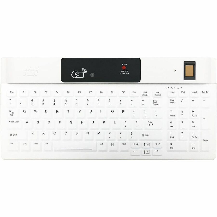 KSI-1802R SX FFFW WHITE COMPACT 104 USB KB W/ TCS1 FIPS 201 BIO, CLEANING BUTTON