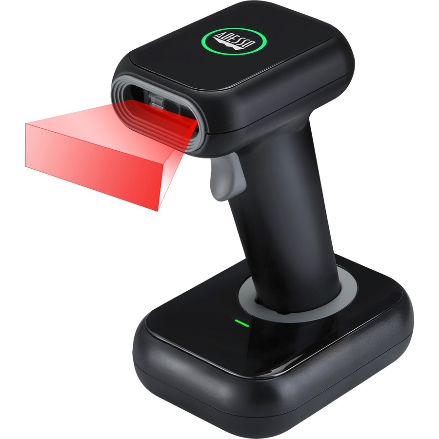 Adesso NuScan 2700R 2D Wireless Barcode Scanner with Charging Cradle - Wireless Connectivity - 120 scan/s - 1D, 2D - CMOS - , Radio Frequency - USB - Black - IP54 - Warehouse, Library, Healthcare, Retail, Logistics