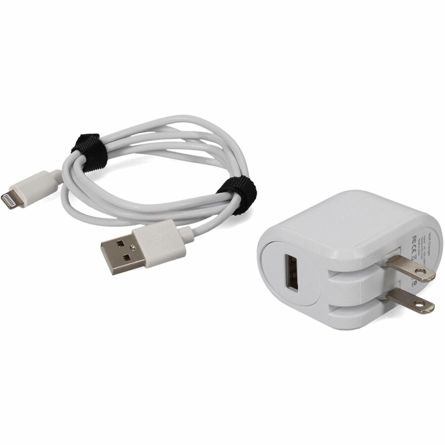 ADDON 1M USB 2.0 (A) MALE TO LIGHTNING MALE WHITE CABLE WITH WALL PLUG