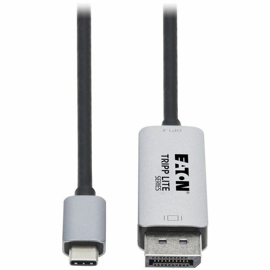 Eaton Tripp Lite Series USB-C to DisplayPort 1.4 Active Adapter Cable (M/M), UHD 8K/30 Hz or 4K/144 Hz, Black/Silver, 6 ft. (1.8 m)