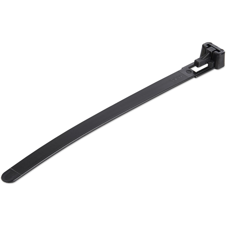 StarTech 5"(12cm) Reusable Cable Ties, 1-1/8"(30mm) Dia. 50lb(22Kg) Tensile Strength, Nylon, In/Outdoor, UL, 100 Pack, Black, TAA
