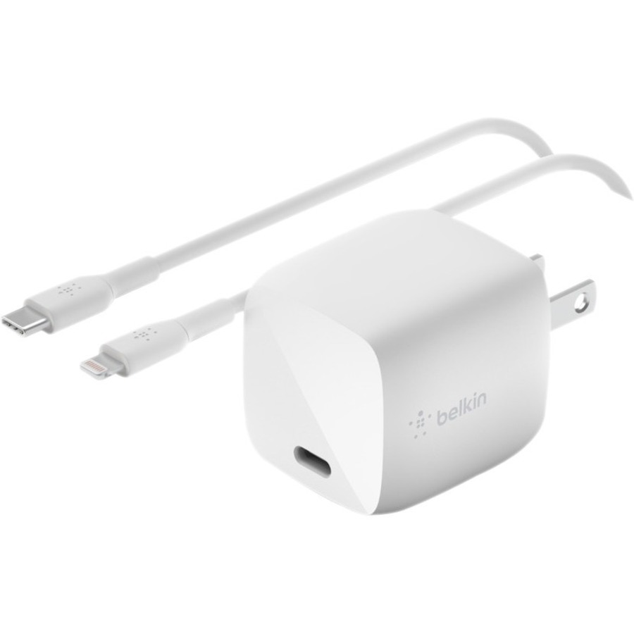 WCH001DQ1MWH-B5 - BOOST CHARGE 30W USB-C GAN WALL CHARGER + USB-C TO LIGHTNING C