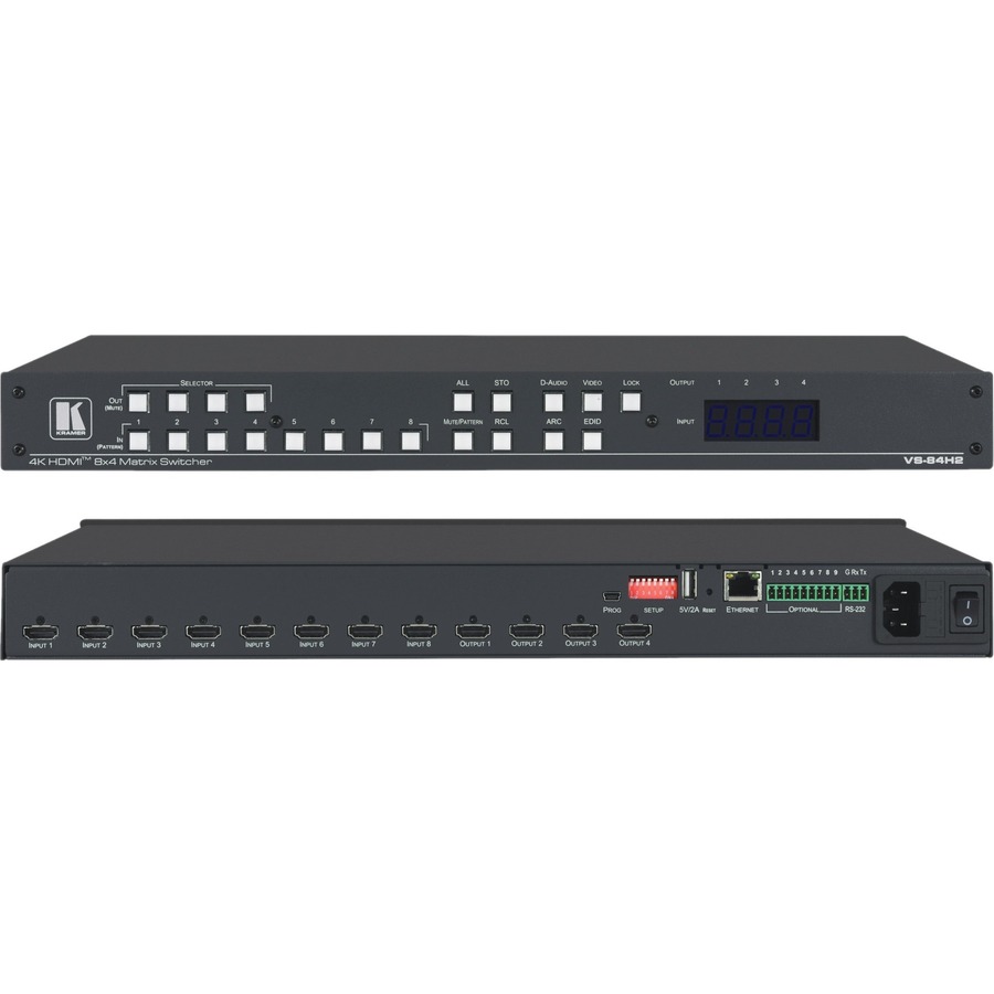 8X4 4K HDR HDCP 2.2 MATRIX SWITCHER WITH DIGITAL AUDIO ROUTING