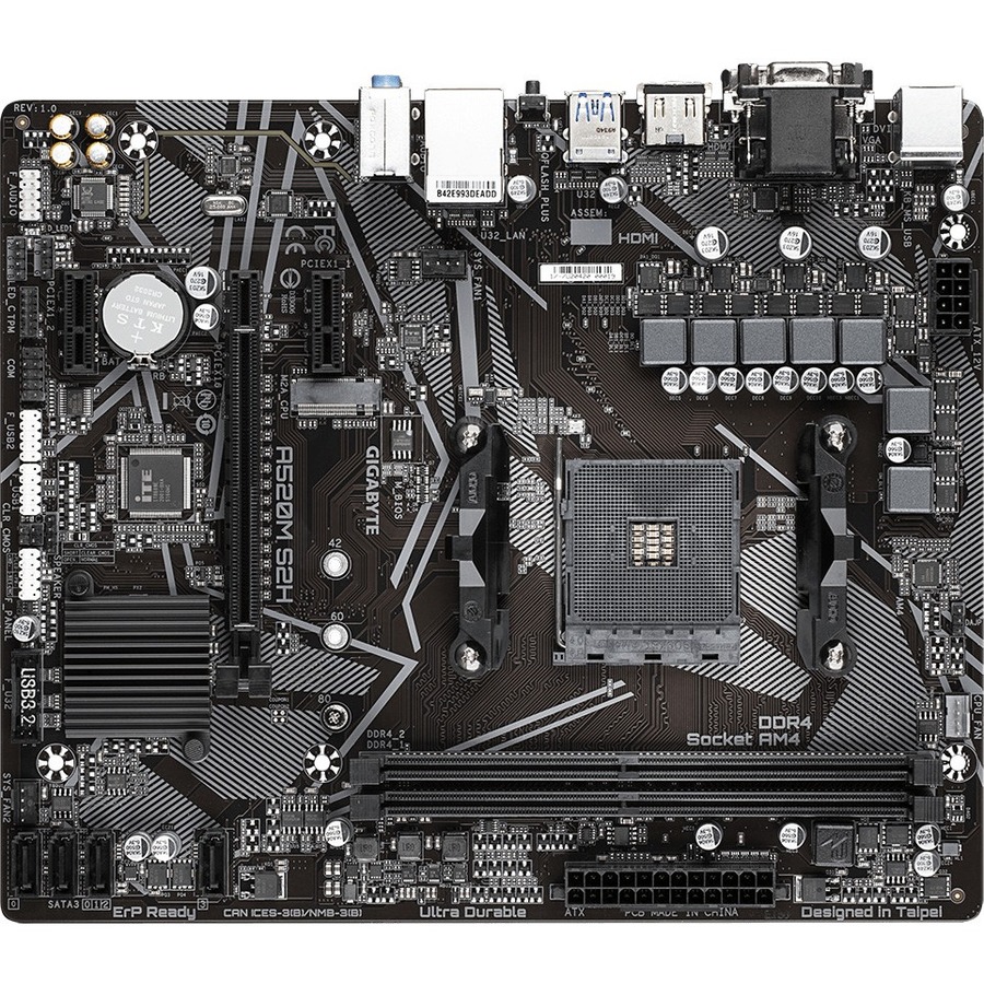 A520M S2H AMD A520 M-ATX AM4 (RYZEN 5000/3000/4000)