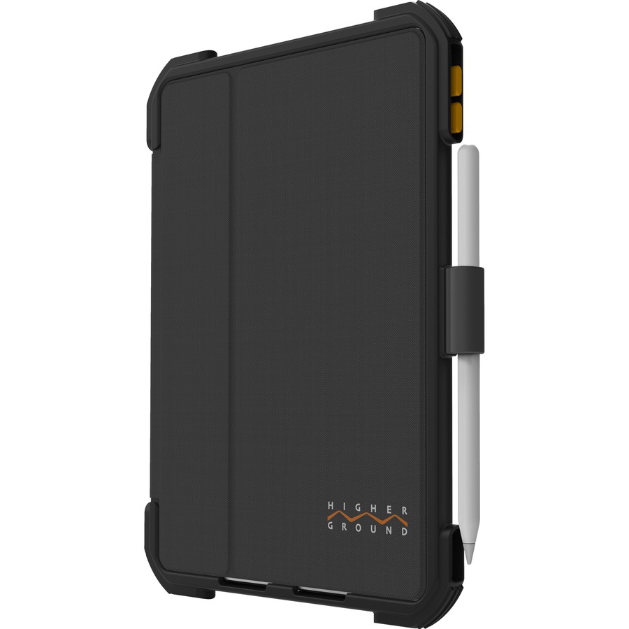 HIGHER GROUND PROTEX FOLIO FOR IPAD 5TH AND 6TH GEN IN BLACK. SILICONE X-STRAP F