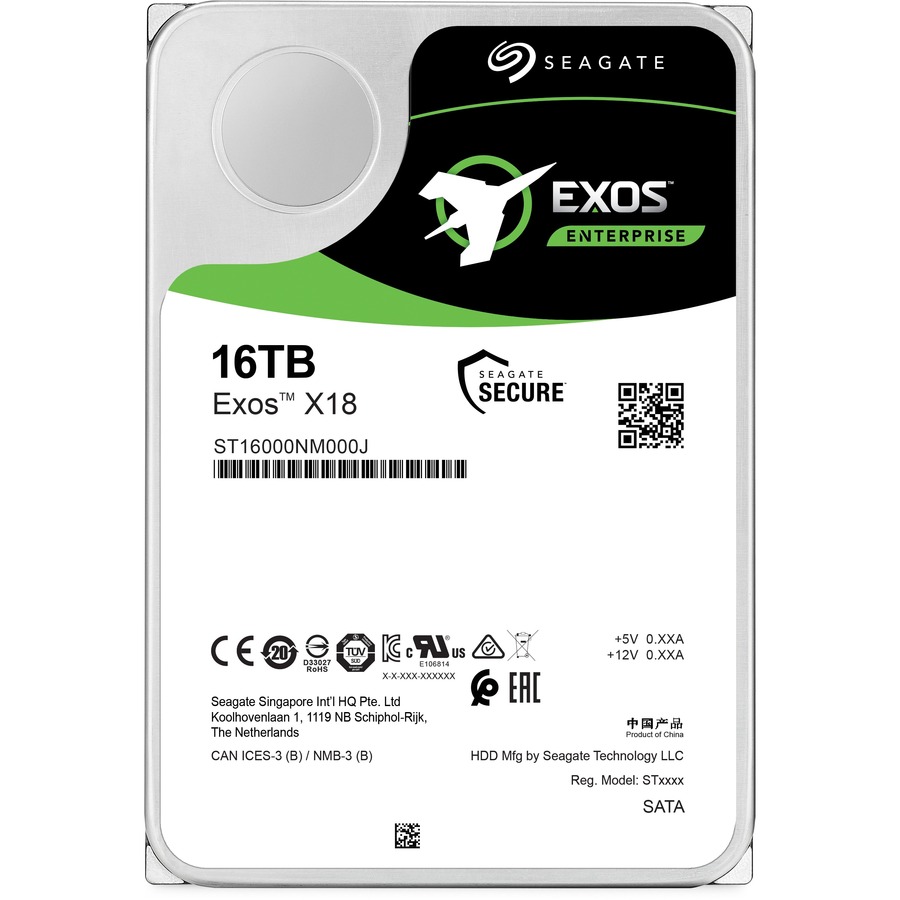 Seagate Exos X18 16TB 3.5" SATA Server Hard Drive -CMR 7.2K rpm 512e 4Kn (ST16000NM000J)