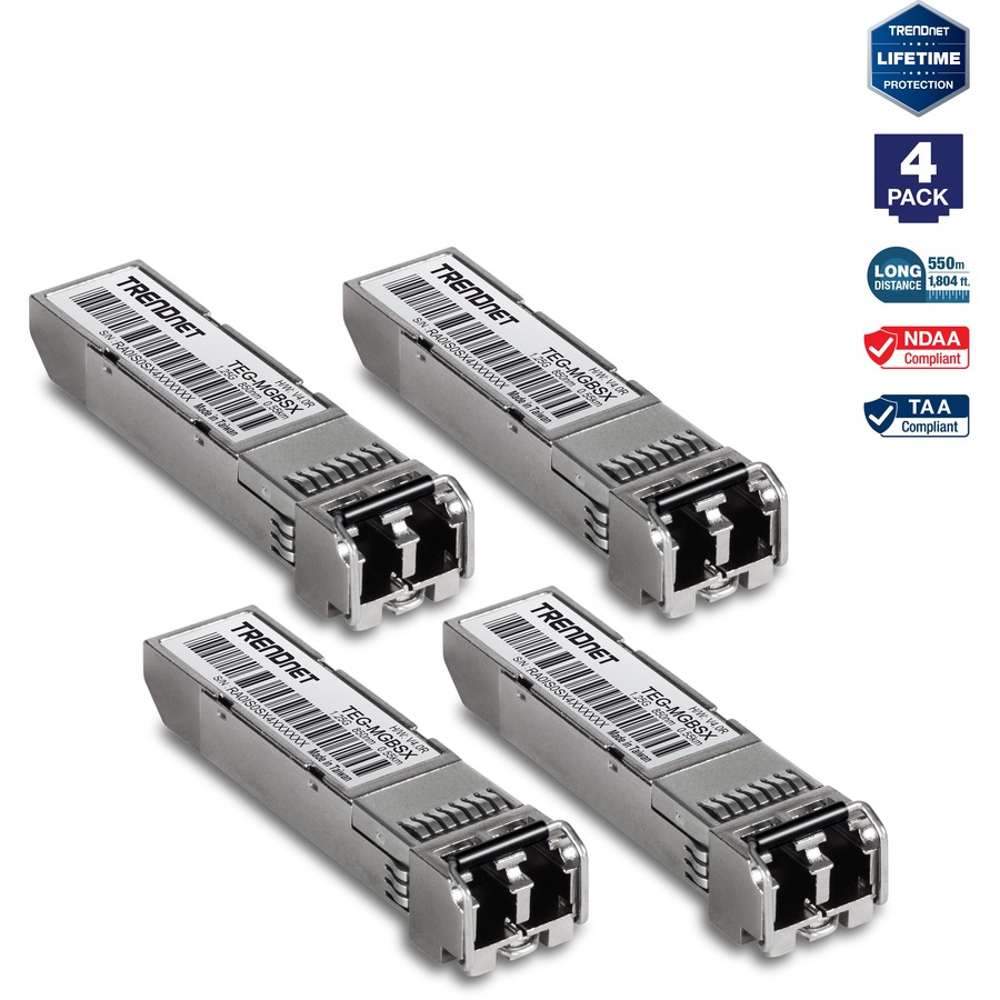 TRENDnet TEG-MGBSX/4 SFP Multi-Mode LC 4-Pack | Gigabit Fiber, LC