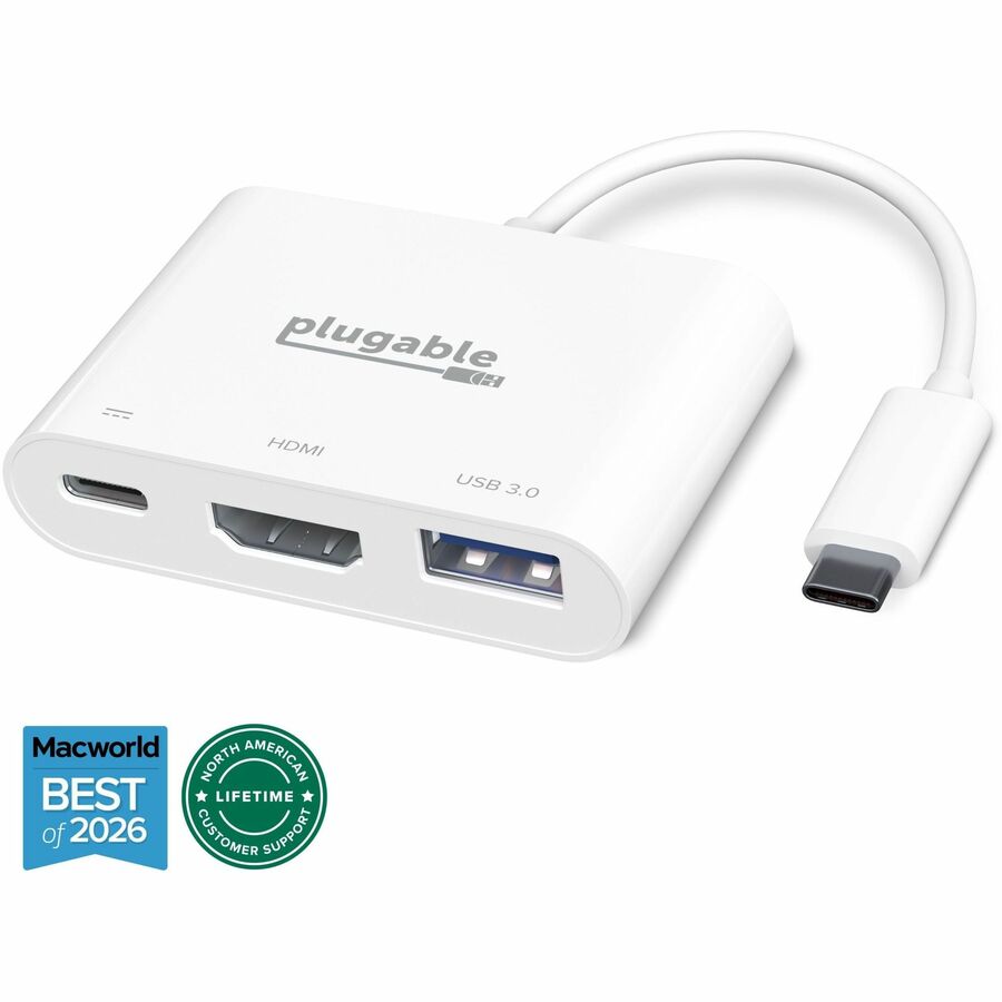 USB C TO HDMI MULTIPORT ADAPTER, DRIVERLESS 3-IN-1 USB C HUB WITH 4K HDMI OUTPUT