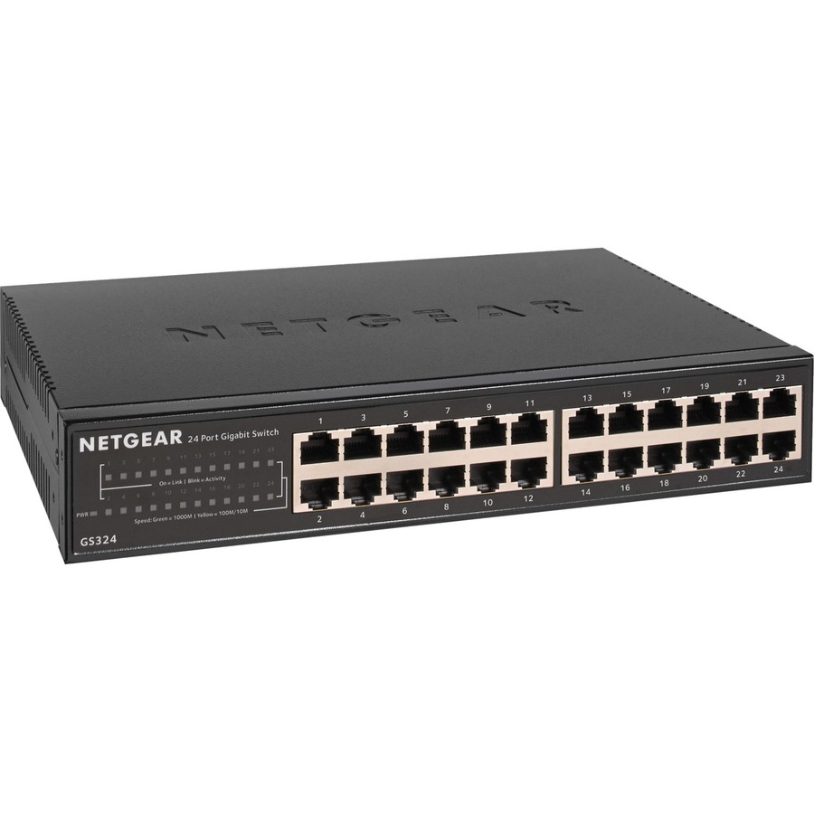 Commutateur Ethernet NETGEAR GS324 24 Ports - 24 Ports - 2 Couche support&eacute;e - Paire torsad&eacute;e - Bureau, Fixation au mur, Montable en rack - 3 an(s) Garatie limit&eacute;e