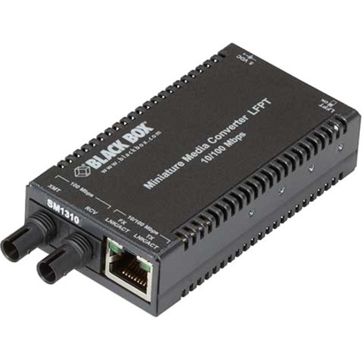 AUTONEGOTIATES FOR SPEED AND DUPLEX. A DIP SWITCH ENABLES LINK FAULT PASS-THROUG
