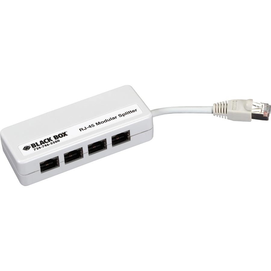 RJ45 MODULAR SPLITTER - B-PIN, SHIELDED, (1) RJ45 TO (4) RJ45, WITH 2.5-IN. (6.3