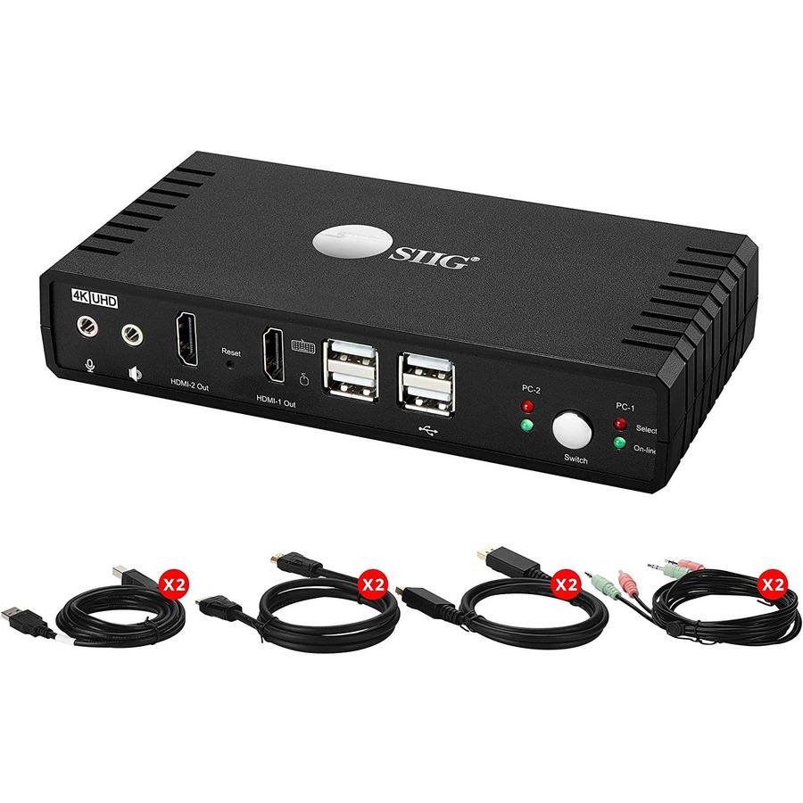 SIIG CE-KV0911-S1 2-Port HDMI Dual-Head KVM | USB 2.0