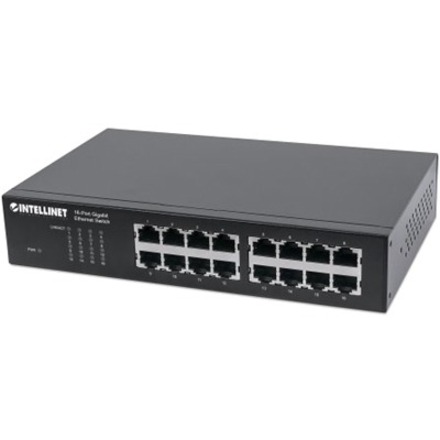 Intellinet 16-Port Gigabit Ethernet Switch with Auto-Sensing Ports Automatically