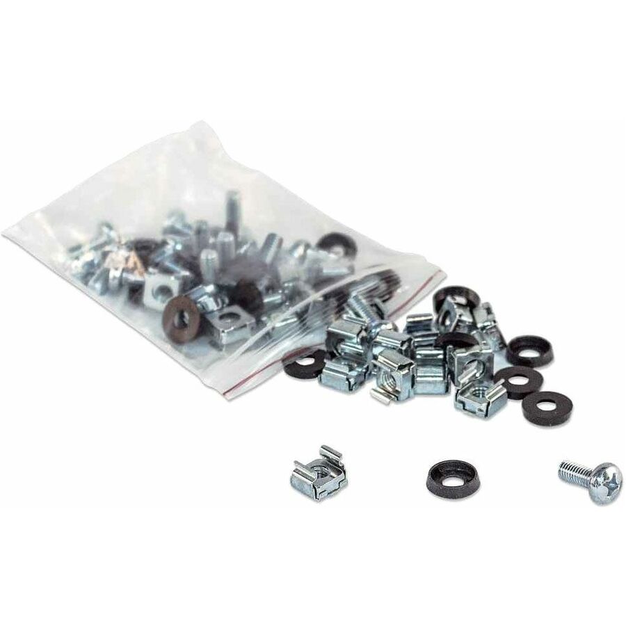 100 Each,  M6 Cage Nuts, M6 Screws, and Plastic Washers