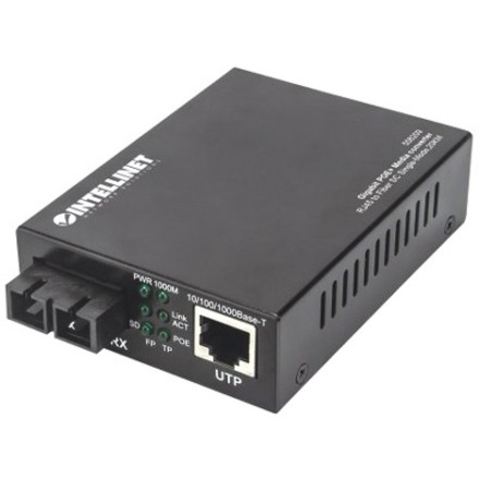 1000BASE-T RJ45 PORT TO 1000BASE-LX (SC) SINGLE-MODE, 20 KM (12.4 MI.), POE+ INJ