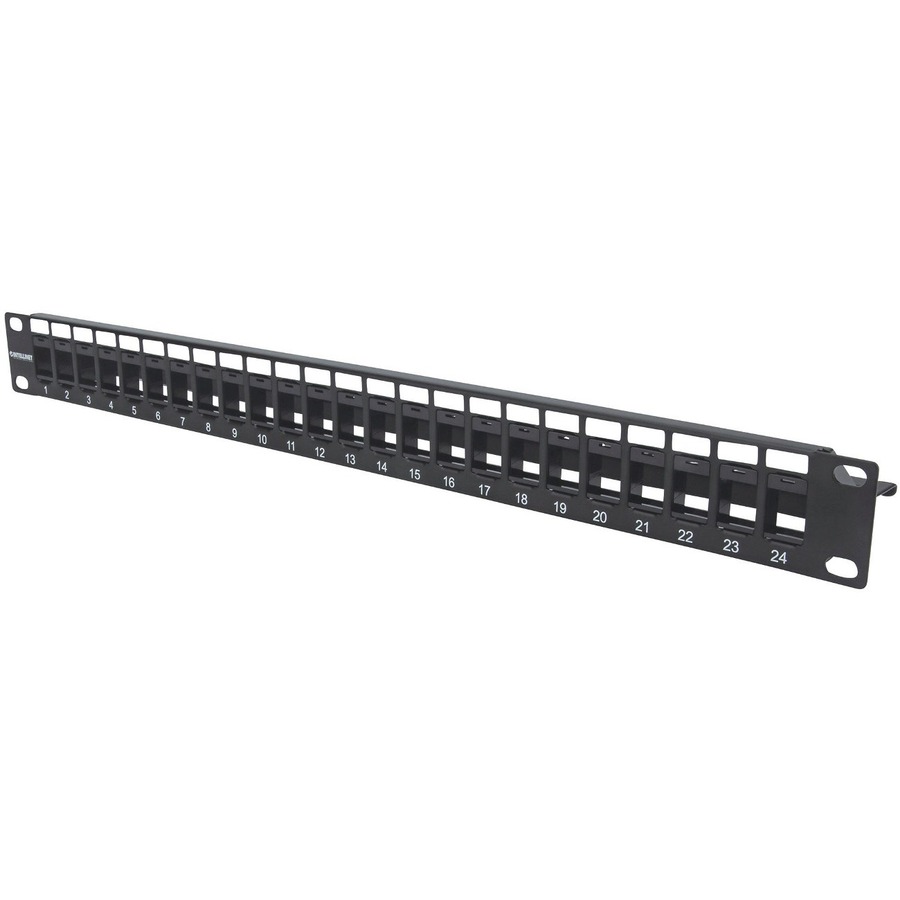 BLANK PATCH PANEL; 24-PORT, 1 U, BLACK,