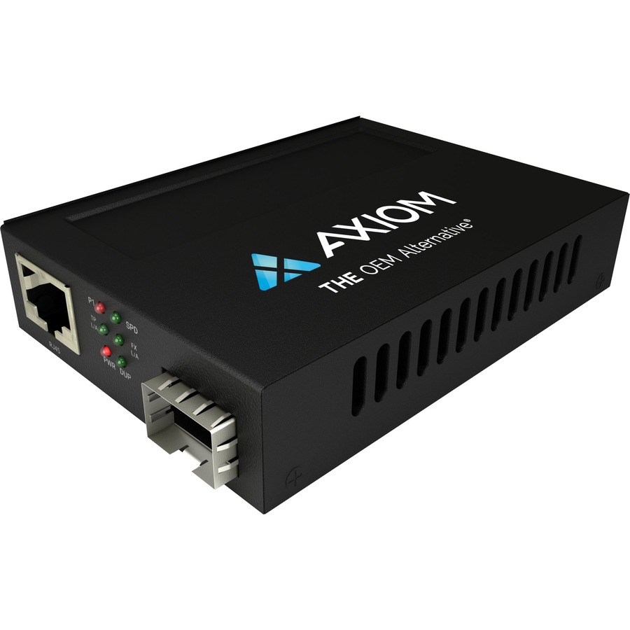 AXIOM 1GBS POE+ RJ45 TO SFP FIBER MEDIA CONVERTER OPEN SFP PORT