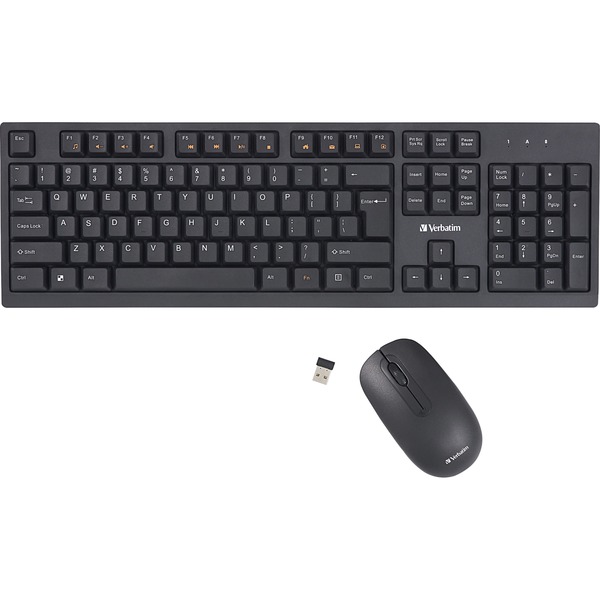 Cut the cord with the Verbatim Wireless Keyboard and Mouse. This combo offers 2.4Ghz wireless communication, so there are no delays in what you type and what you see onscreen. The included nano receiver is small enough to plug in once and stay connected.