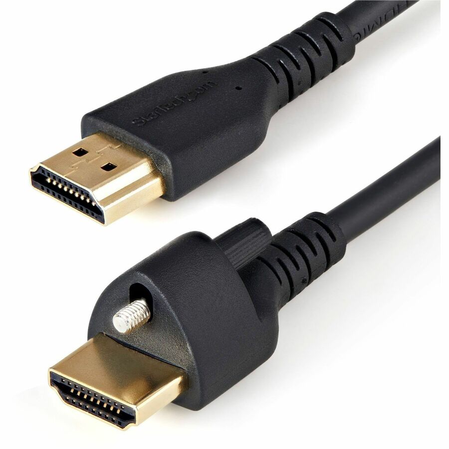 StarTech 2m(6ft) HDMI Cable with Locking Screw, 4K 60Hz HDR High Speed HDMI 2.0 Cable with Ethernet, Secure Locking Connector, M/M