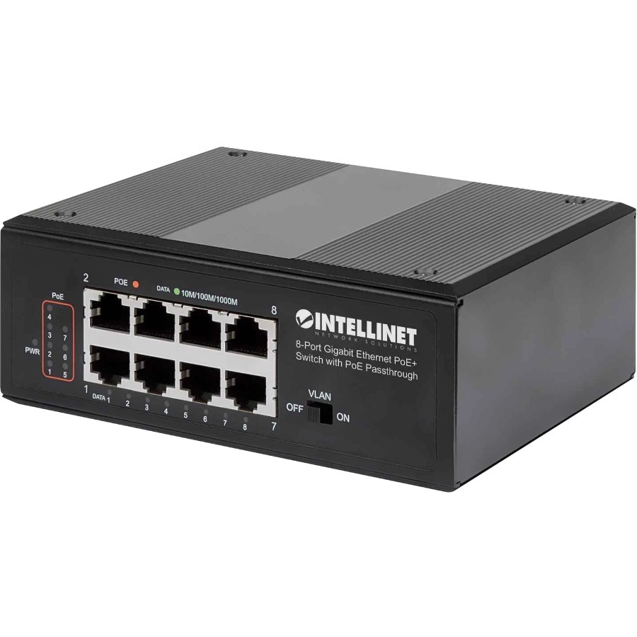 INTELLINET NETWORK SOLUTIONS 8-PORT GIGABIT ETHERNET POE+ SWITCH WITH POE PASSTH