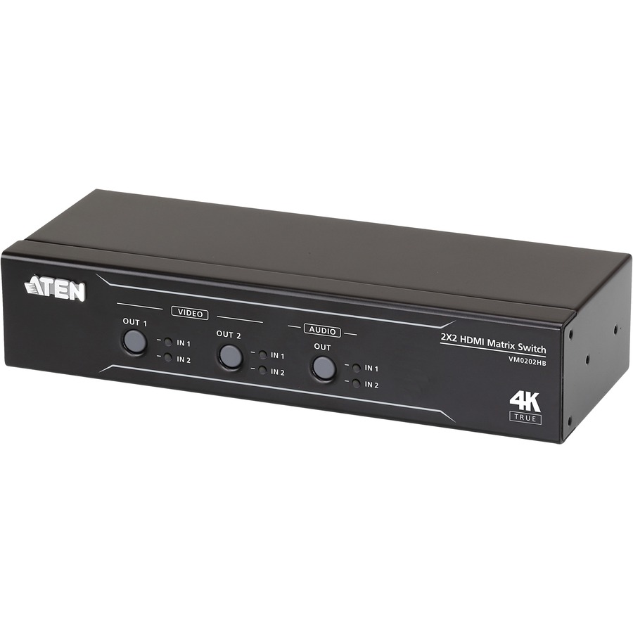 ATEN 2 x 2 True 4K HDMI Matrix Switch with Audio De-Embedder - 4096 x 2160 - 4K - 2 x 2 - Display - 2 x HDMI Out