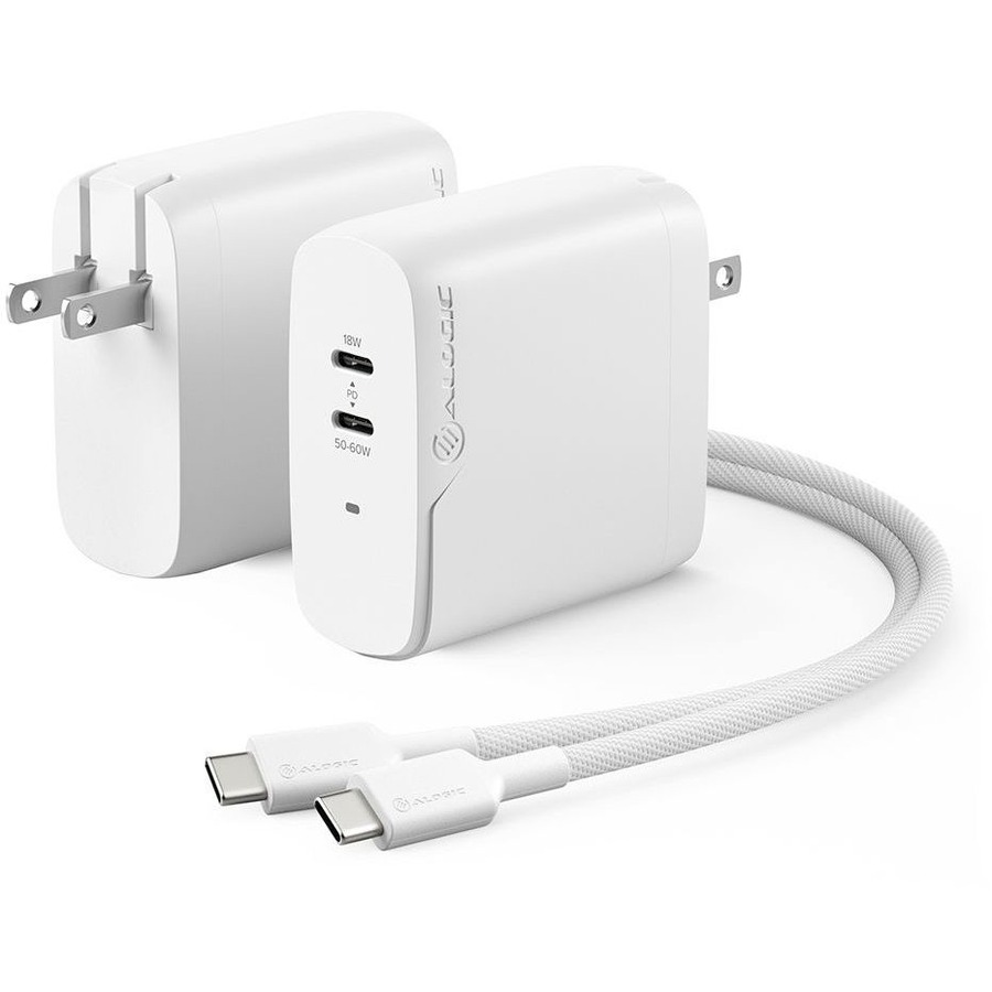 ALOGIC 2X68 RAPID POWER 68W GAN CHARGER - INCLUDES 2M USB-C CHARGING CABLE