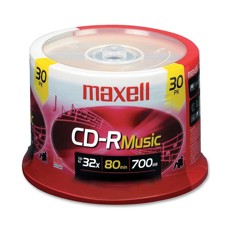 Maxell CD Recordable Media - CD-R - 32x - 700 MB - 30 Pack Spindle - Gold - 120mm - 1.33 Hour Maximum Recording Time