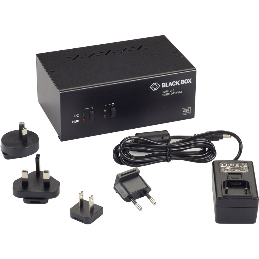 KVM SWITCH - 2-PORT, DUAL-MONITOR, HDMI 2.0, 4K 60HZ, USB 3.0 HUB, AUDIO