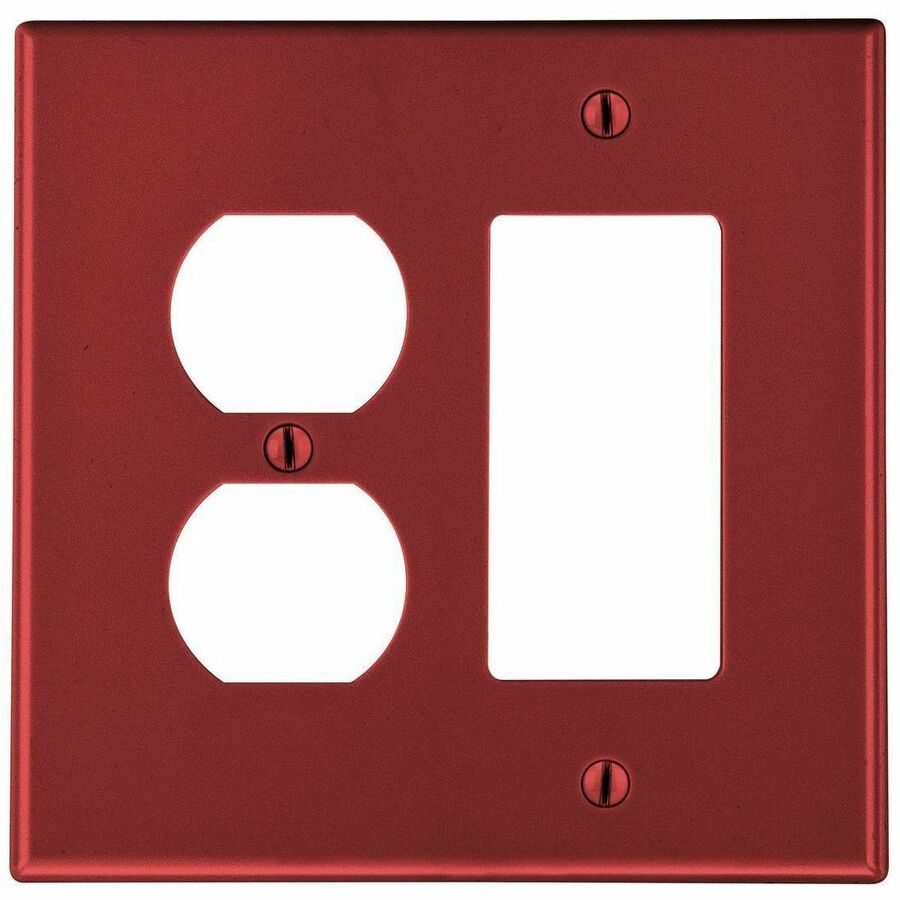 WALLPLATE, 2-G, 1) DUP 1) DEC, RED