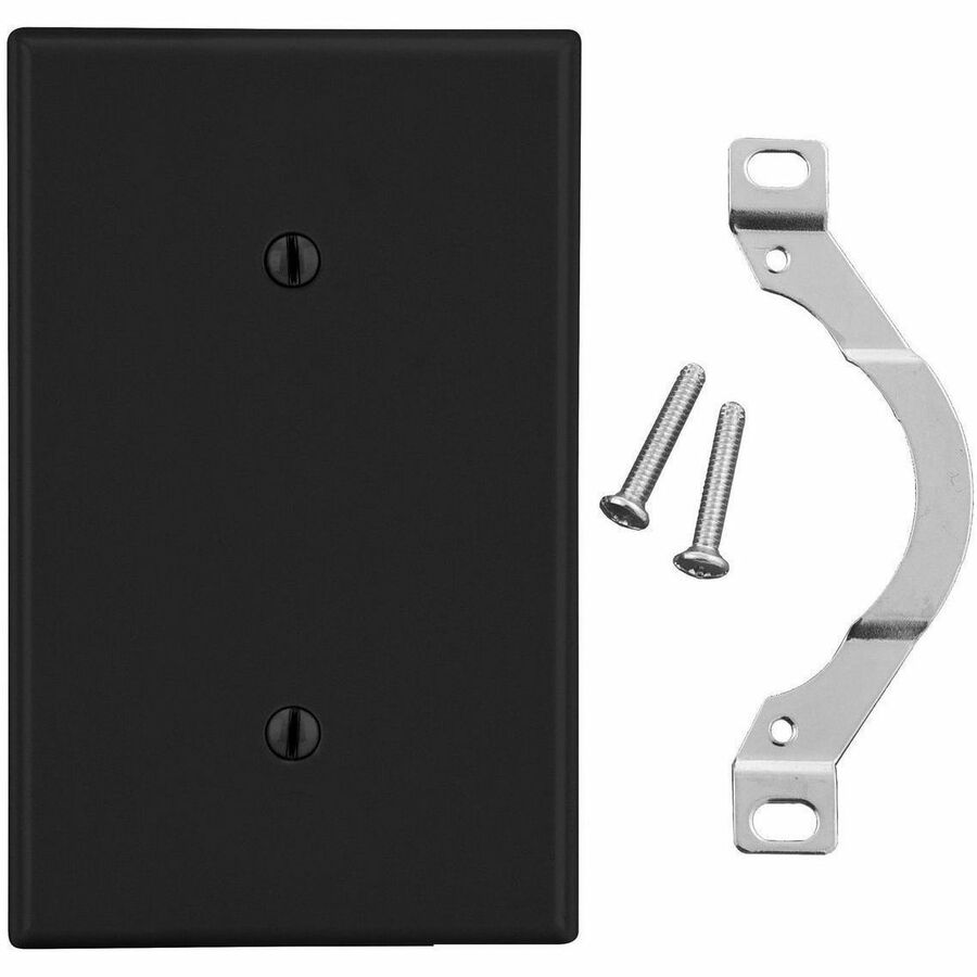 WALLPLATE, 1-G, STRP MT BLANK, BK