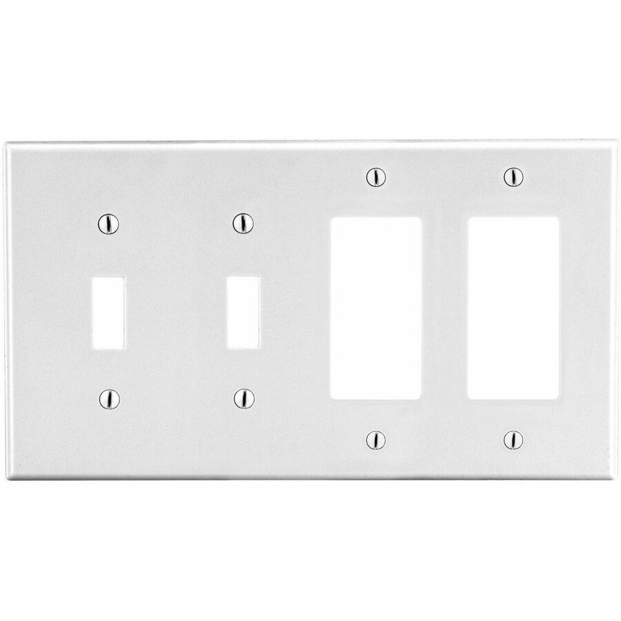 WALLPLATE, 4-G, 2) TOG 2) DEC, WH