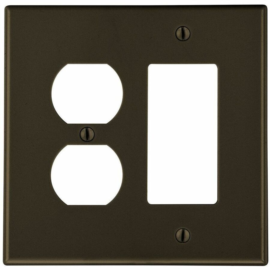WALLPLATE, 2-G, 1) DUP 1) DEC, BR