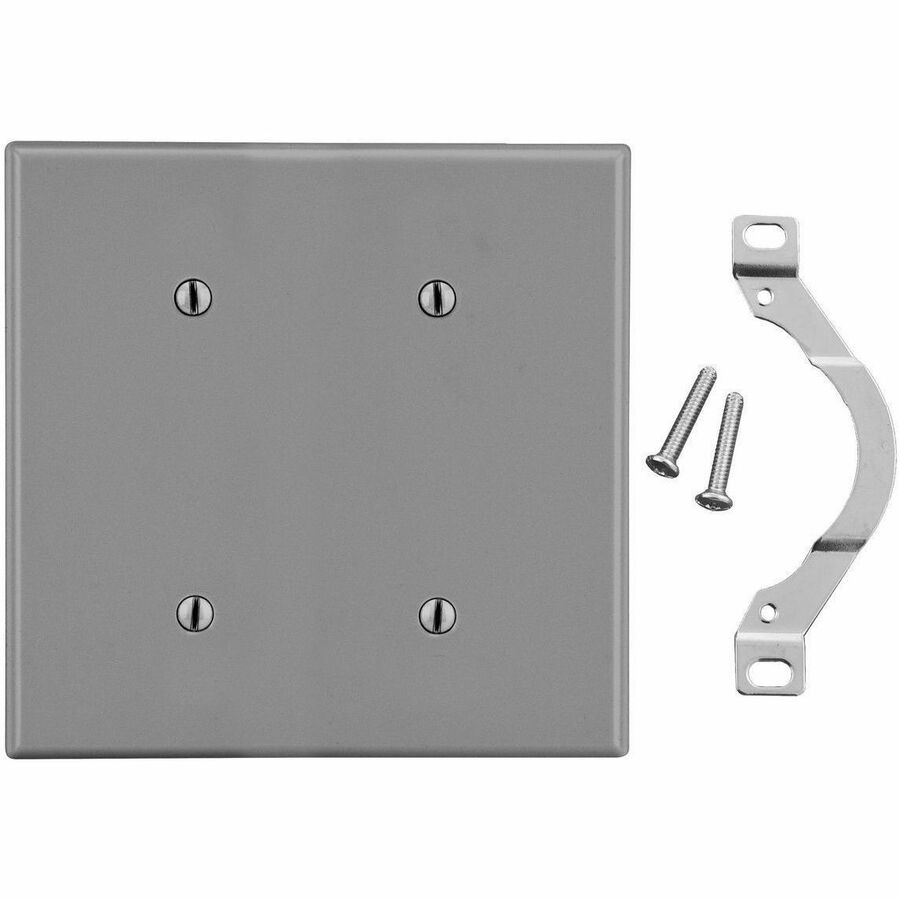 WALLPLATE, 2-G, 2) STRP MT BLANK GY