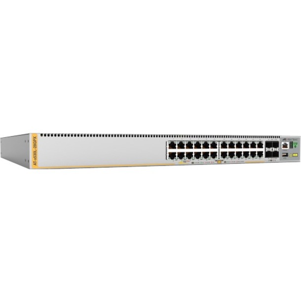 L3 STACKABLE SWITCH, 24X 10/100/1000-T POE+, 4X SFP+ PORTS AND DUAL FIXED PSU. T