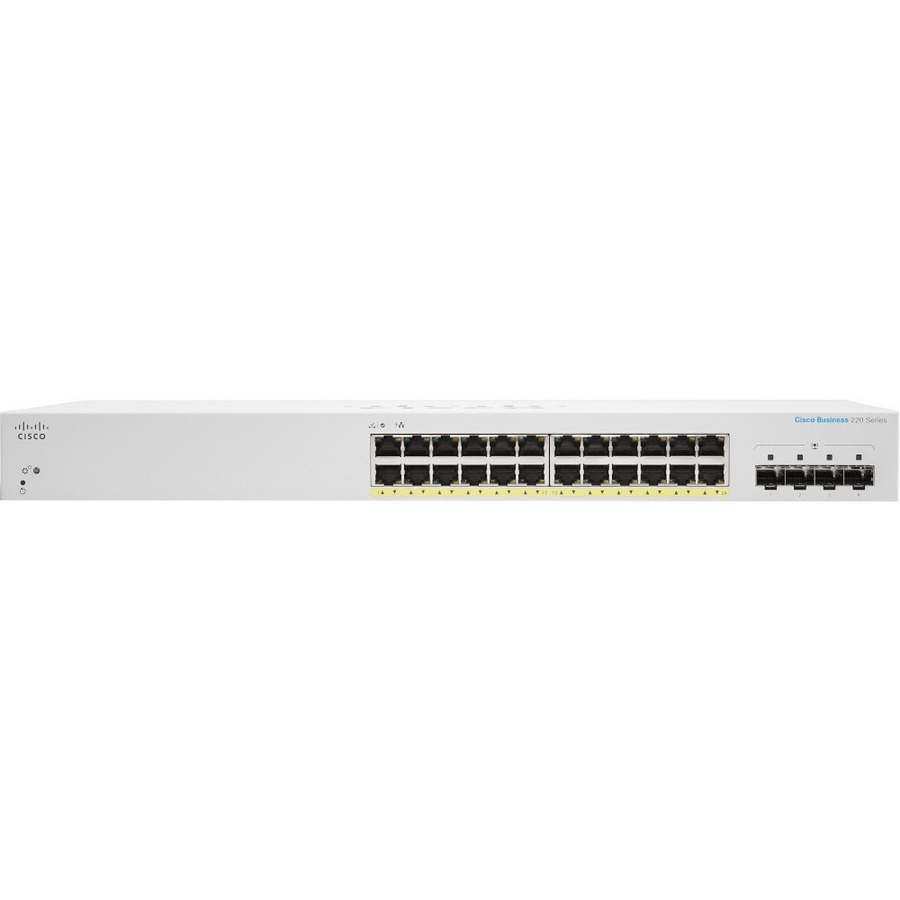 Commutateur Ethernet Cisco Business 220 CBS220-24T-4G 24 Ports G&eacute;rable - 24 Ports - G&eacute;rable - 2 Couche support&eacute;e - Modulaire - 4 Emplacements SFP - 18 W Power Consumption - Fibre Optique, Paire torsad&eacute;e - 3 an(s) Garatie limit&