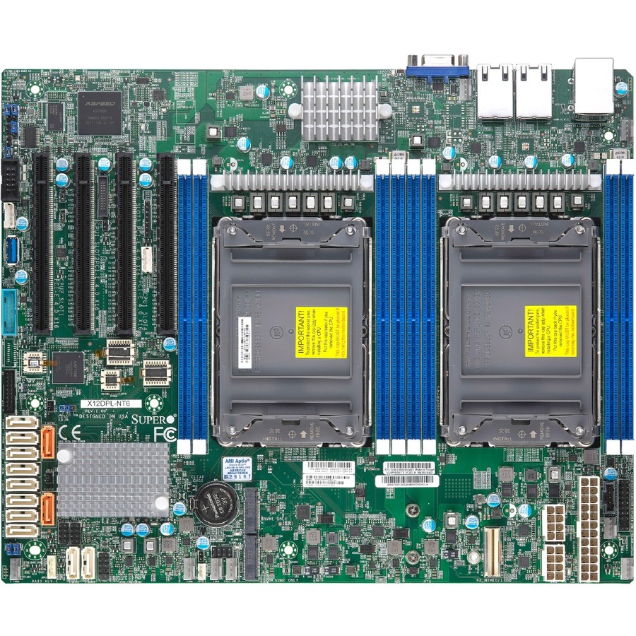 Carte mère serveur SUPERMICRO MBD-X12DPL-NT6-B, processeurs évolutifs Intel® Xeon® de 3e génération Dual Socket LGA-4189 (Socket P+) pris en charge, TDP du processeur prend en charge jusqu'à 185 W TDP, 2 UPI jusqu'à 11,2 GT/s