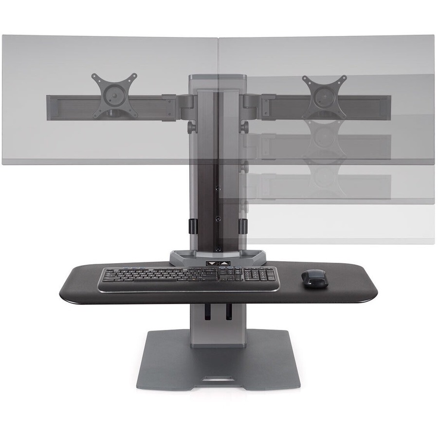 The Winston-E Sit-Stand Dual Monitor Mount with Compact Worksurface Offers Elect