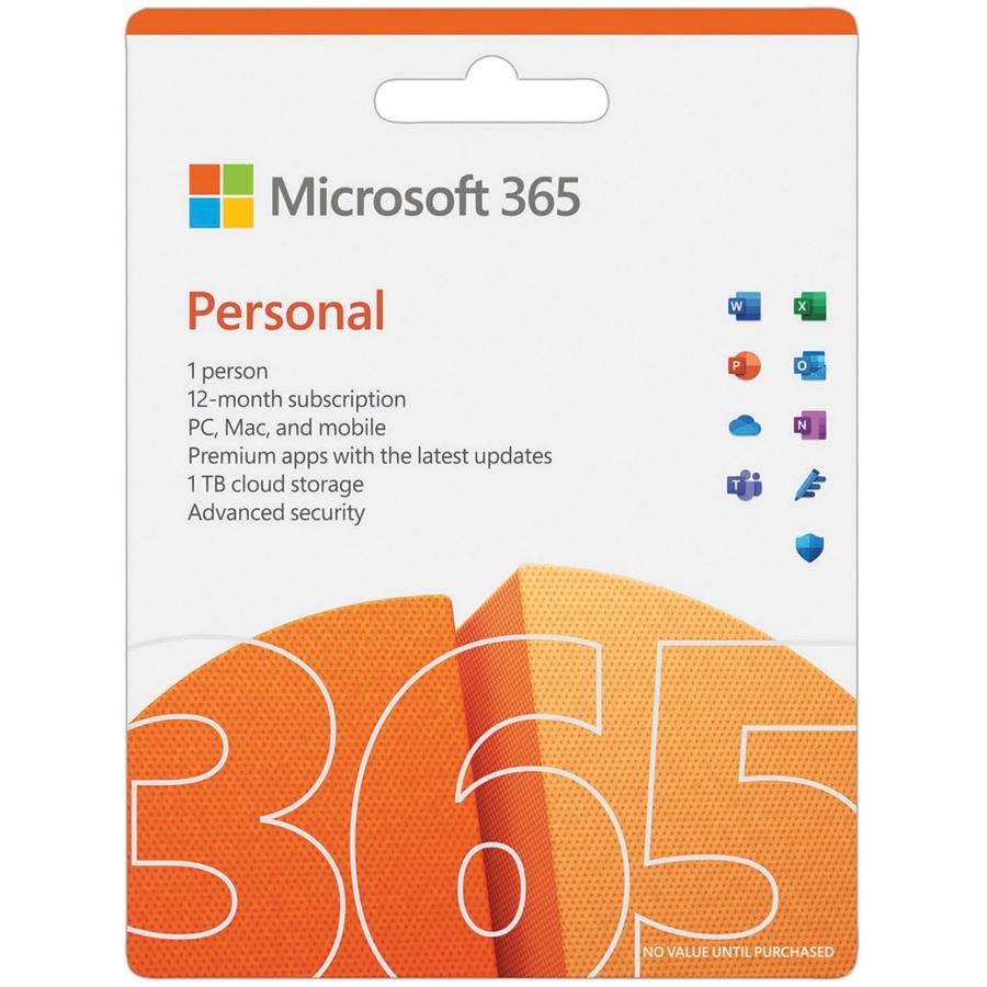 Abonnement personnel d^un an à Microsoft 365 pour 1 personne - PC/Mac - Anglais (QQ2-01407)