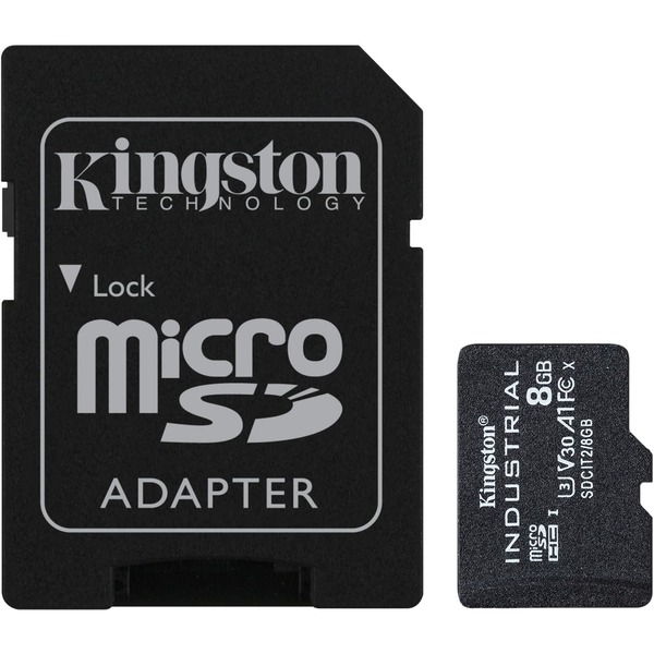 8GB microSDHC Industrial C10 A1 pSLC Card + SD Adapter
