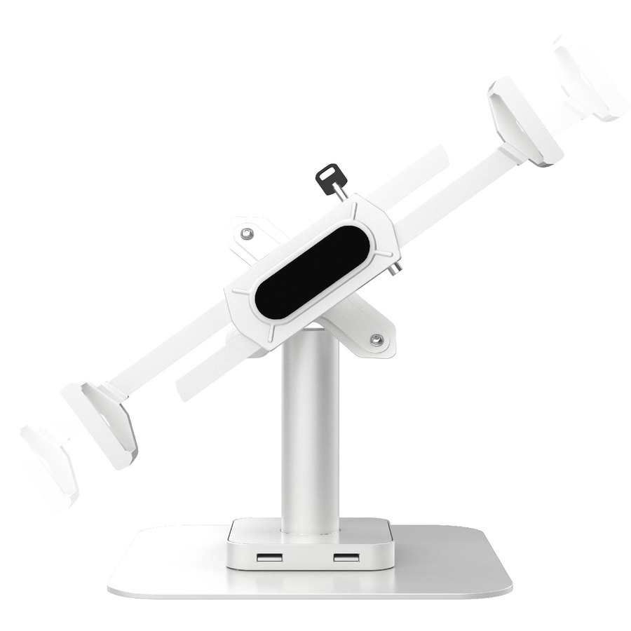 DESK MOUNT WITH INTEGRATED 2 PORT USB HUB W/ UNIVERSAL HOLDER (WHITE