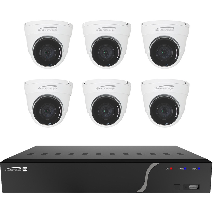 8CH H.265 NVR, 6 OUTDOOR IR 5MP IP CAMERAS, NDAA