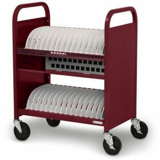CUBE TRANSPORT CART, 30-UNIT, AC POWER, OUTLETS 90 DEGREES, MAROON PAINT