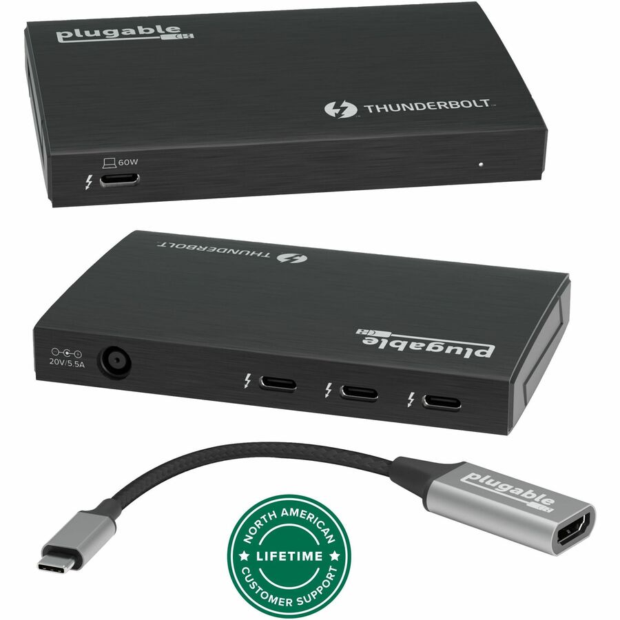 Plugable 4-Port Thunderbolt 4 Hub, Connect & Charge on Each Downstream TBT4 / USB4 Port