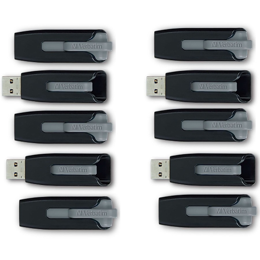 Verbatim Store 'n' Go V3 32GB USB 3.2 (Gen 1) Flash Drive - 32 GB - USB 3.2 (Gen 1) Type A - Gray - Lifetime Warranty - 10 Pack