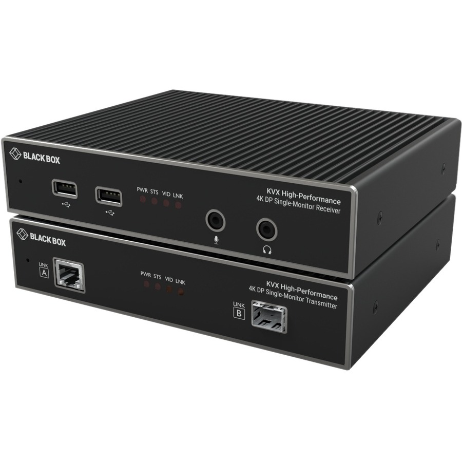KVM EXTENDER OVER CATX/FIBER - SINGLE-MONITOR, 4K DISPLAYPORT, USB HID, SERIAL,
