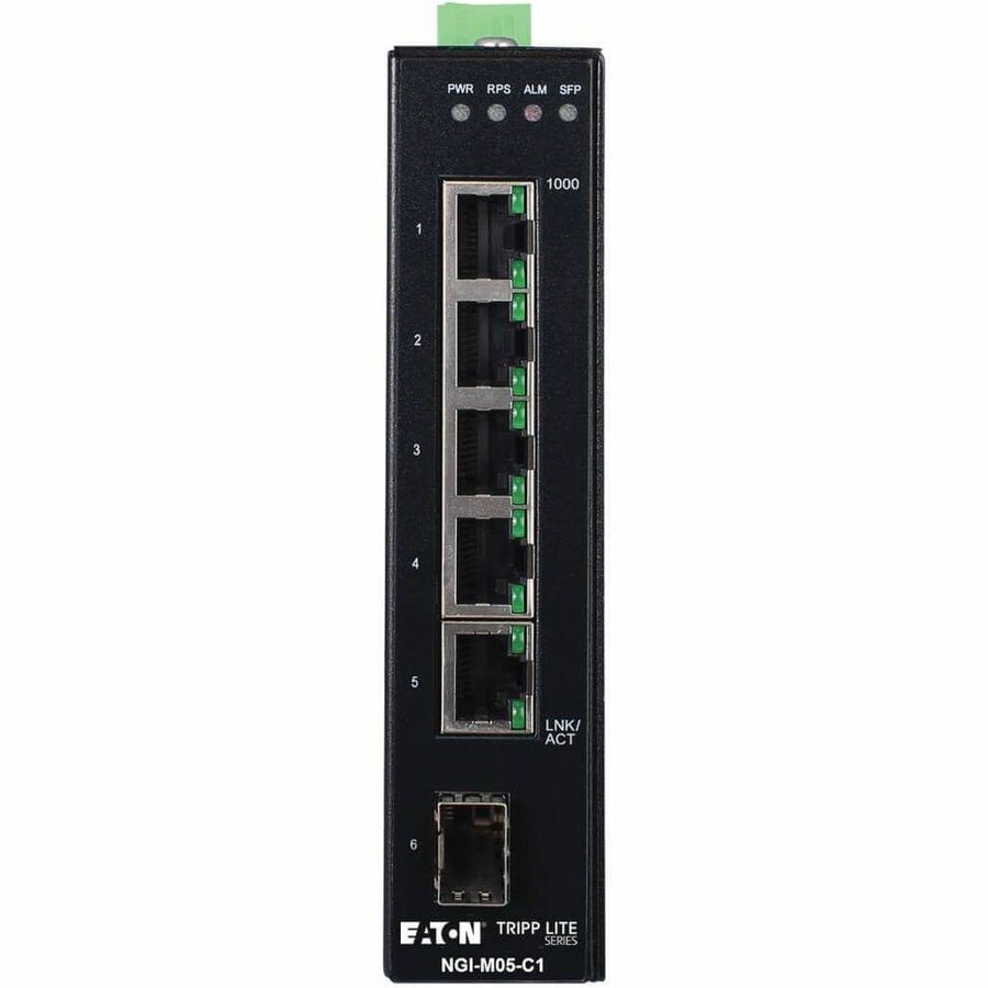 5-Port Managed Industrial Gigabit Ethernet Switch - 10/100/1000 Mbps, Gbe SFP Slot, -40 Degrees to 75degrees C, Din Mount