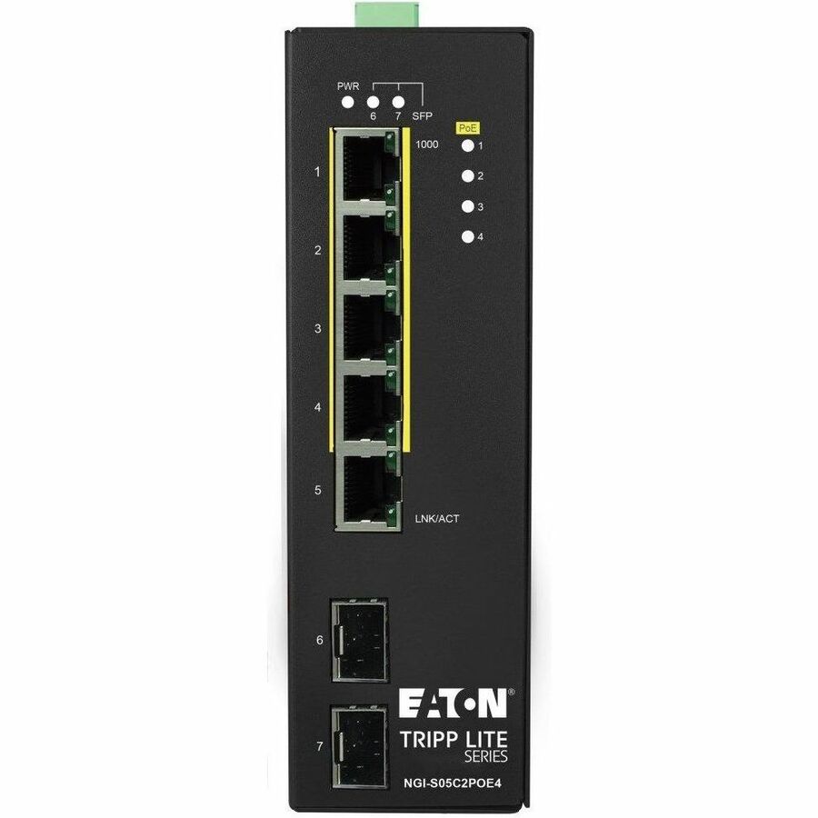 5-Port Lite Managed Industrial Gigabit Ethernet Switch - 10/100/1000 Mbps, POE+ 30w, 2 Gbe SFP Slots, -10 Degrees to 60degrees C, Din Mount