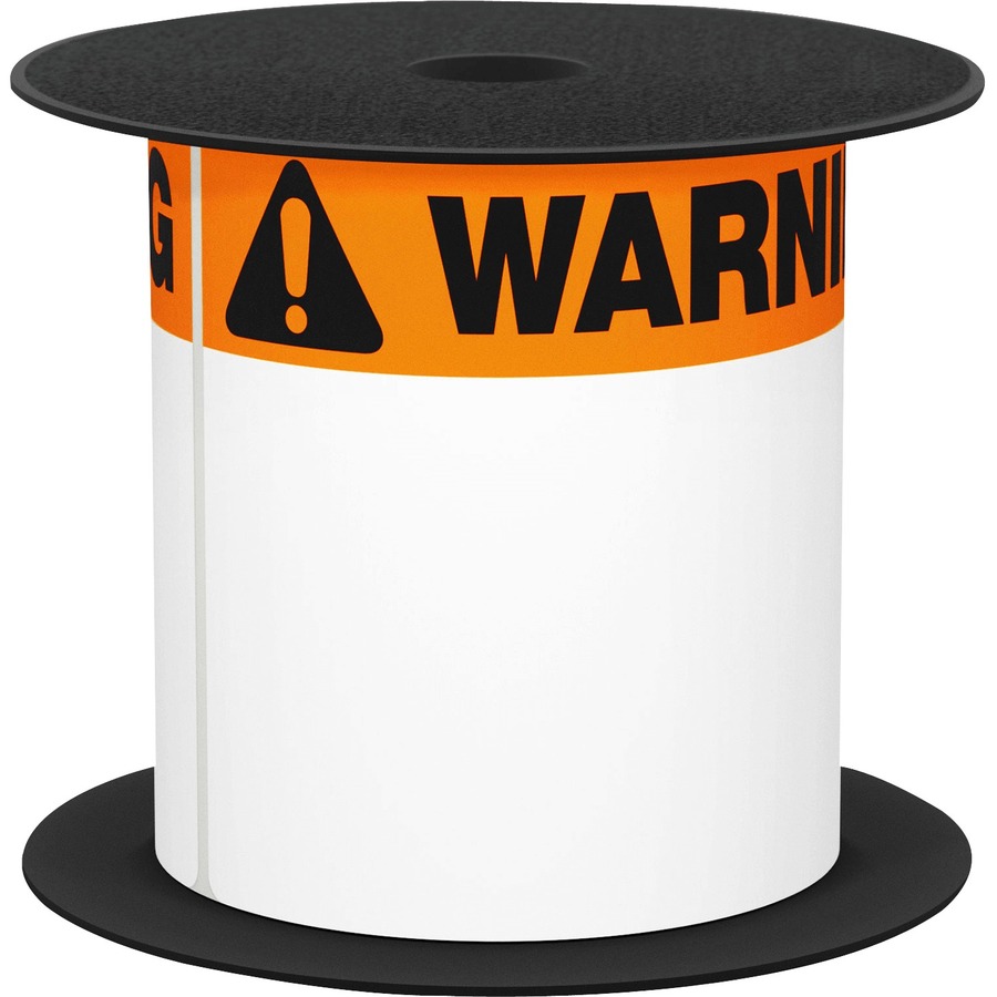 4INX6IN TT ANSI/OSHA WARNING 1-1/8IN ORG HEADER WHITE VINYL LABEL (USE BMSLPR03X