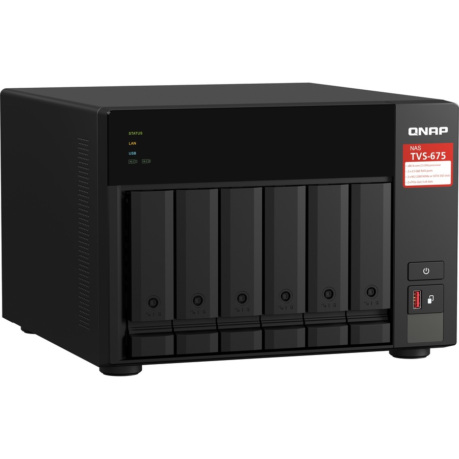QNAP DESKTOP 8-BAY NAS/ISCSI IP-SAN, ZHAOXIN KX-U6580 8C 2.5GHZ, 8GB RAM, TWO 2.