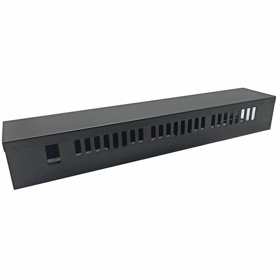 THIS CABLE MANAGER IS DESIGNED TO MOUNT TO A STANDARD 19 RACK TO ORGANIZE CABLES